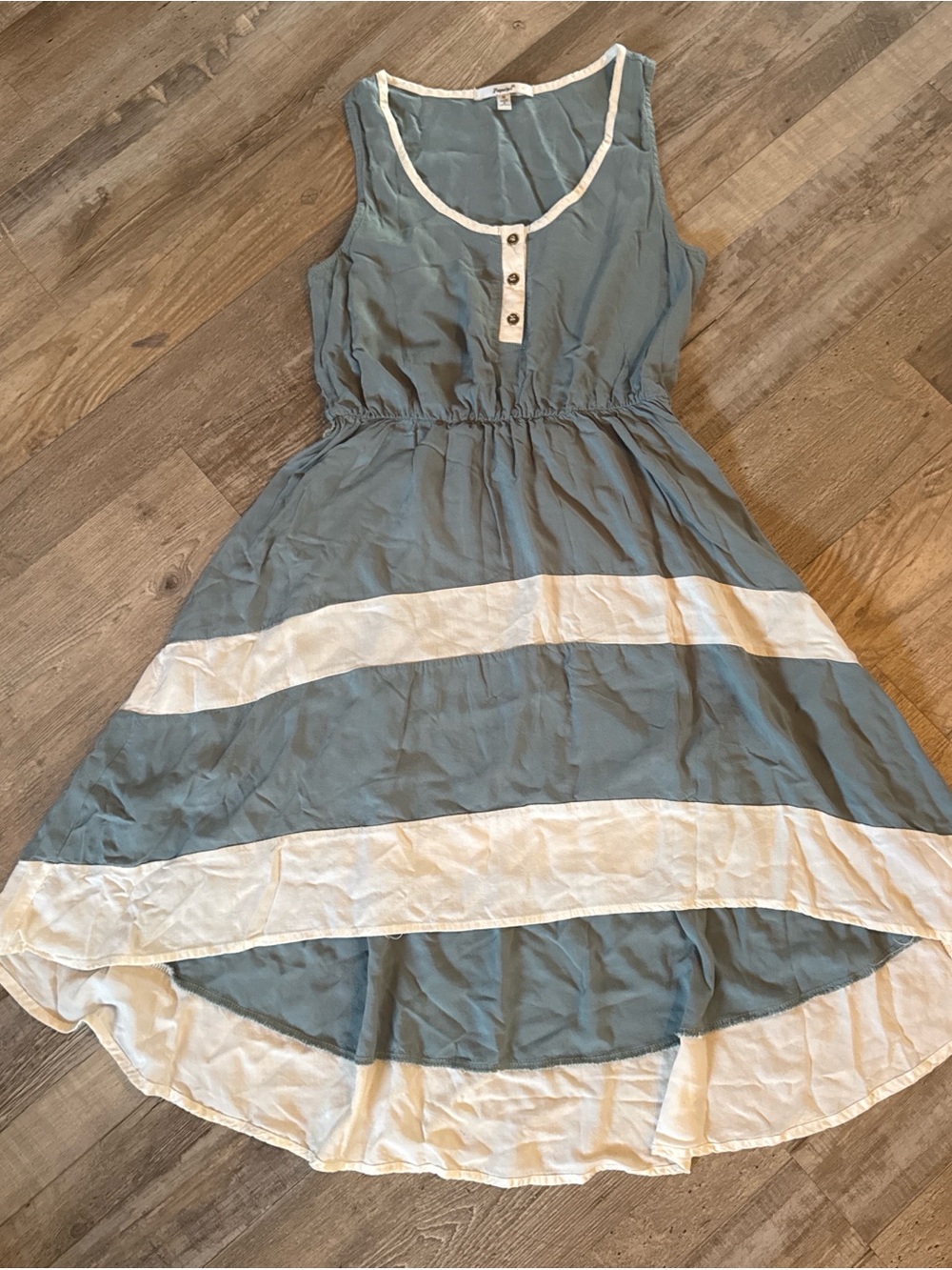 Papaya Blue-Green and White Striped Sleeveless Casual Dress size M